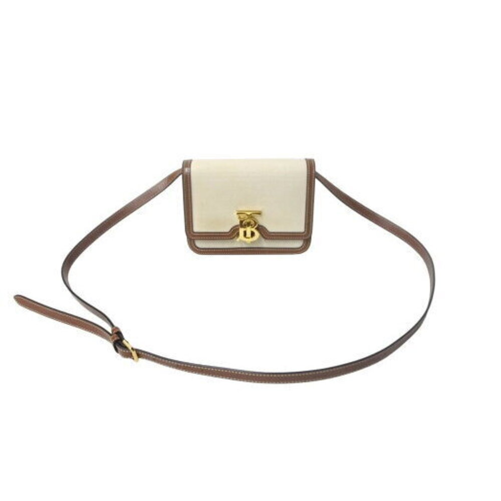 Burberry Shoulder Bag Canvas Leather Beige Tan Brown Gold - Picture 1 of 8